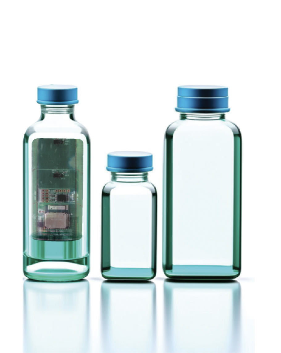 3 glass containers and one includes Masitek smart sensor