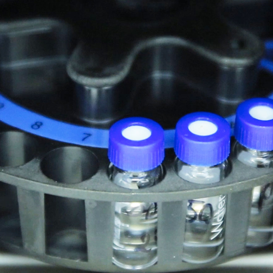 pharmaceutical vials on processing line