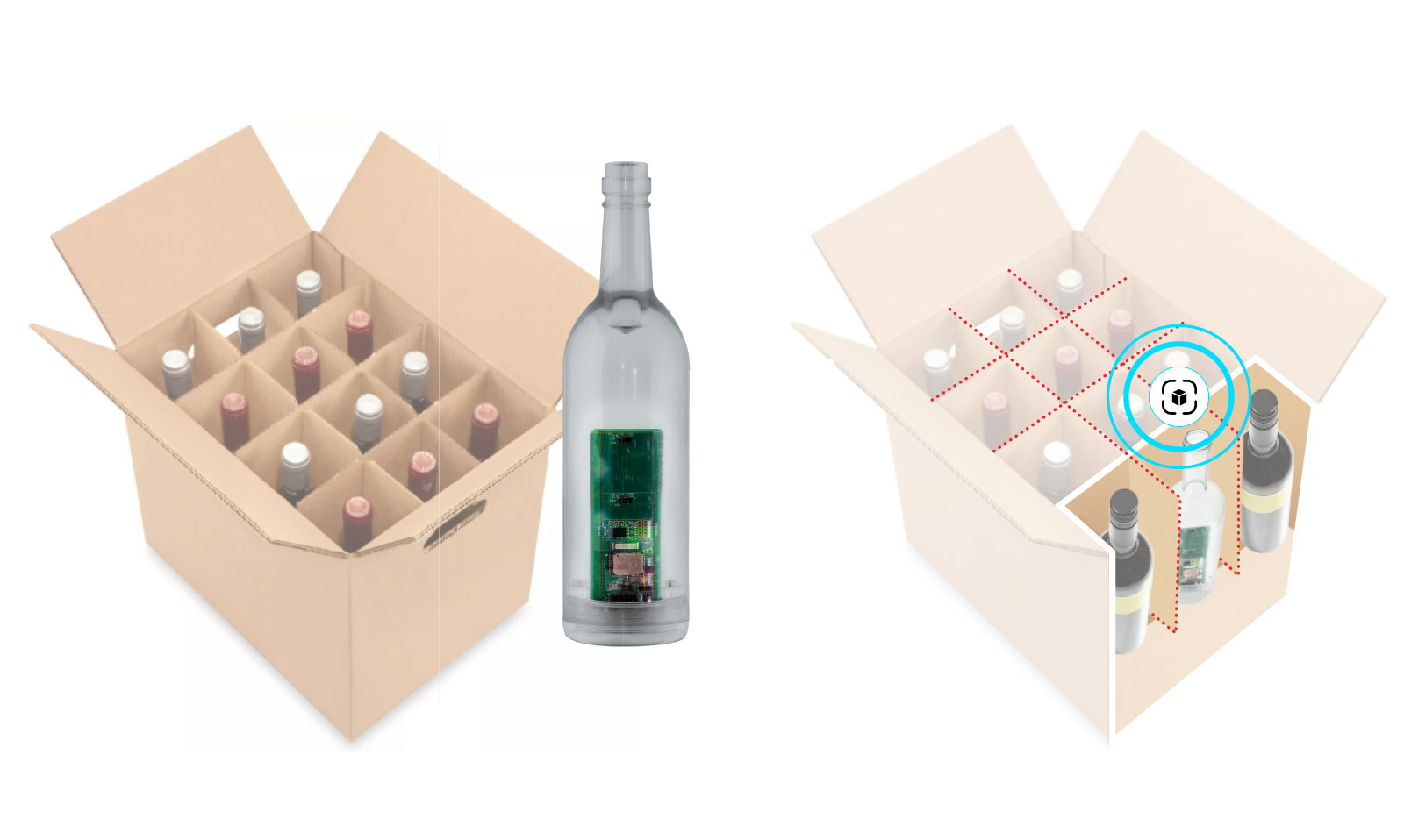 illustration showing how a masitek sensor can be used in packaging